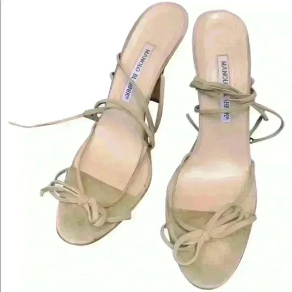 Manolo Blahnik Shoes - Manolo Blahnik Ankle Tie Heels Size 8